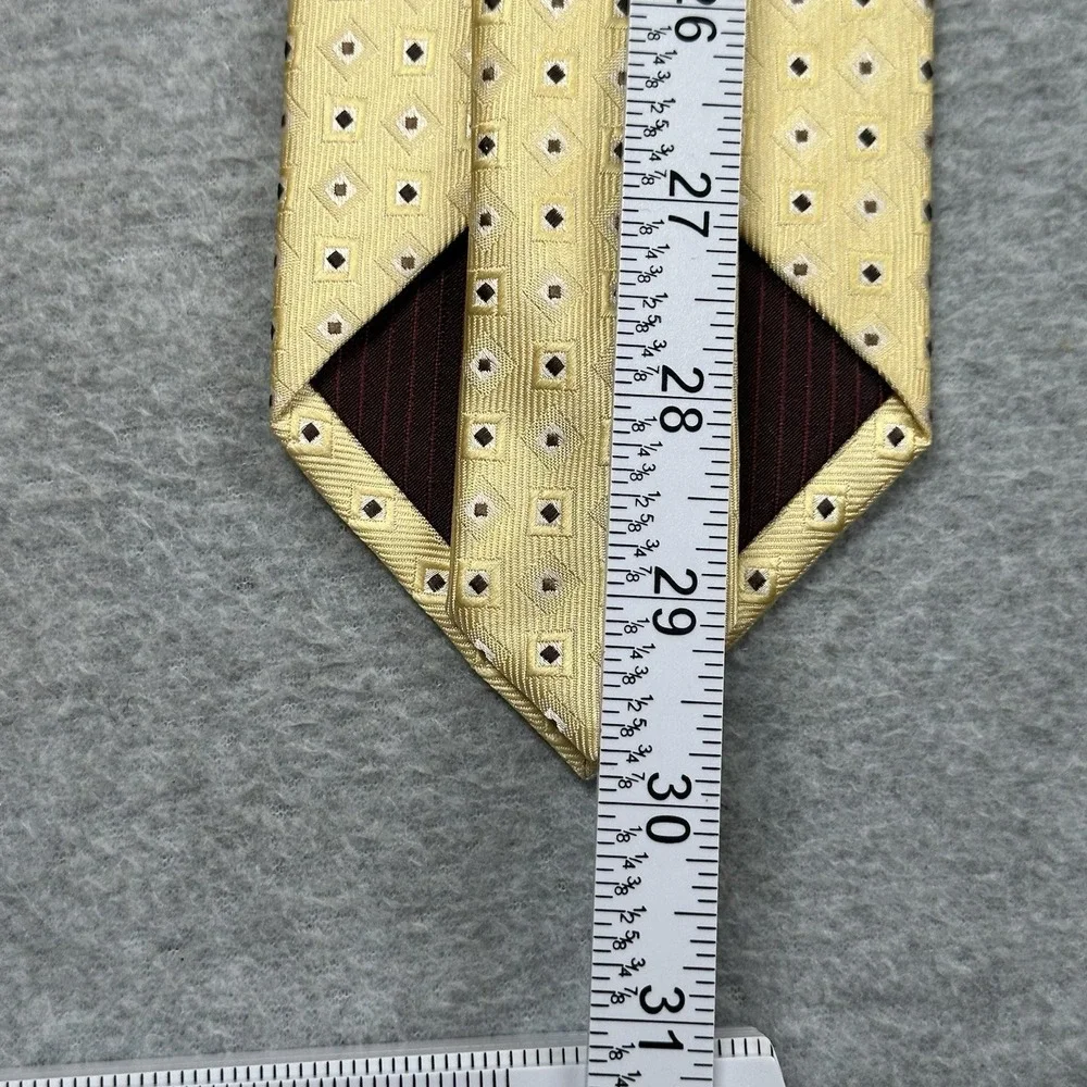 B Brook LTD Haberdashers Necktie Yellow Geometric Pattern 100%‎ Silk